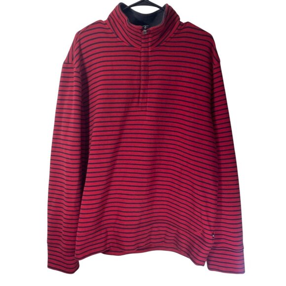 Nautica Red & Navy Striped Quarter-Zip Pullover Sweatshirt G - Picture 1 of 5